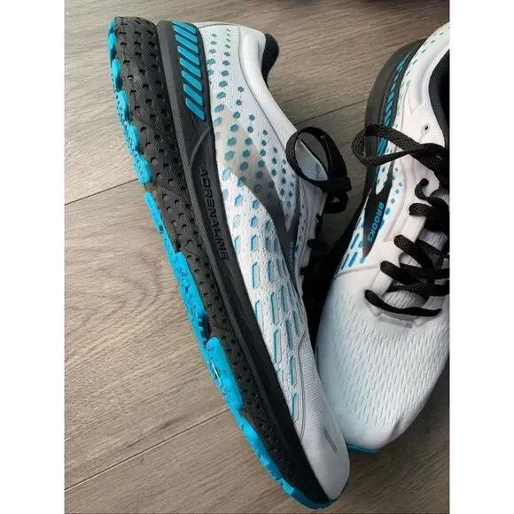 Brooks Adrenaline Gts 21 Mens 14 Running Shoes white blue and black clean mint c - Picture 2 of 10